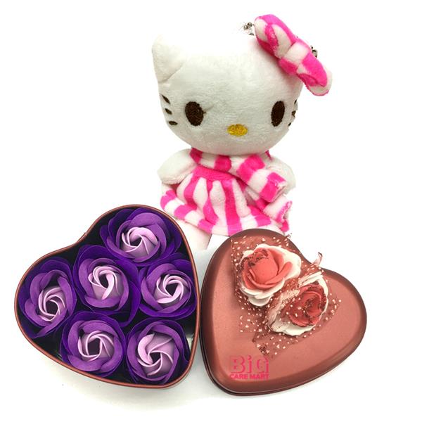 Valentine's Day Gift Heart Shaped Tin with Roses  + Hello Kitty