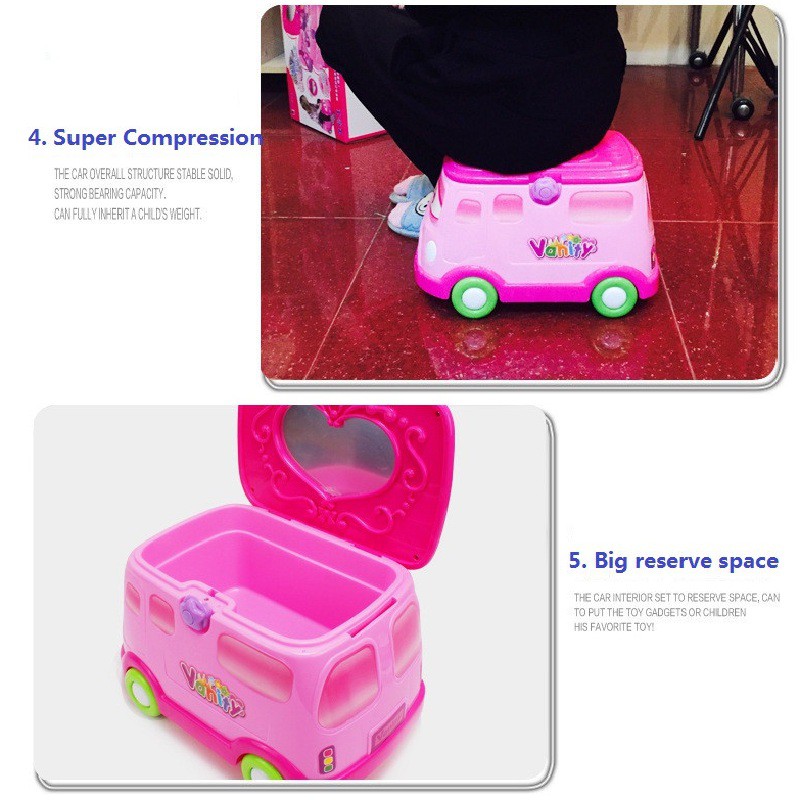 Vanity Vehicle 2 in 1 Playset Dressing Table Car Pretend Play for Kids Dress U