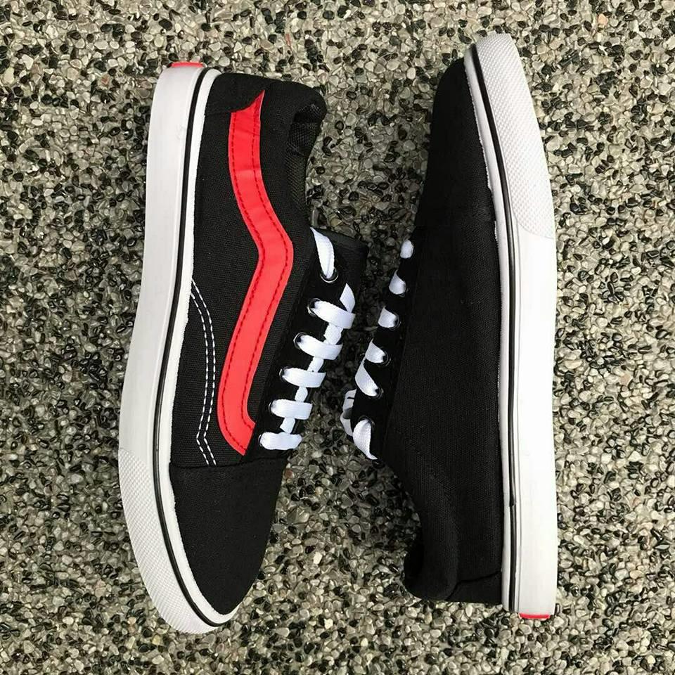 vans black and red shoes