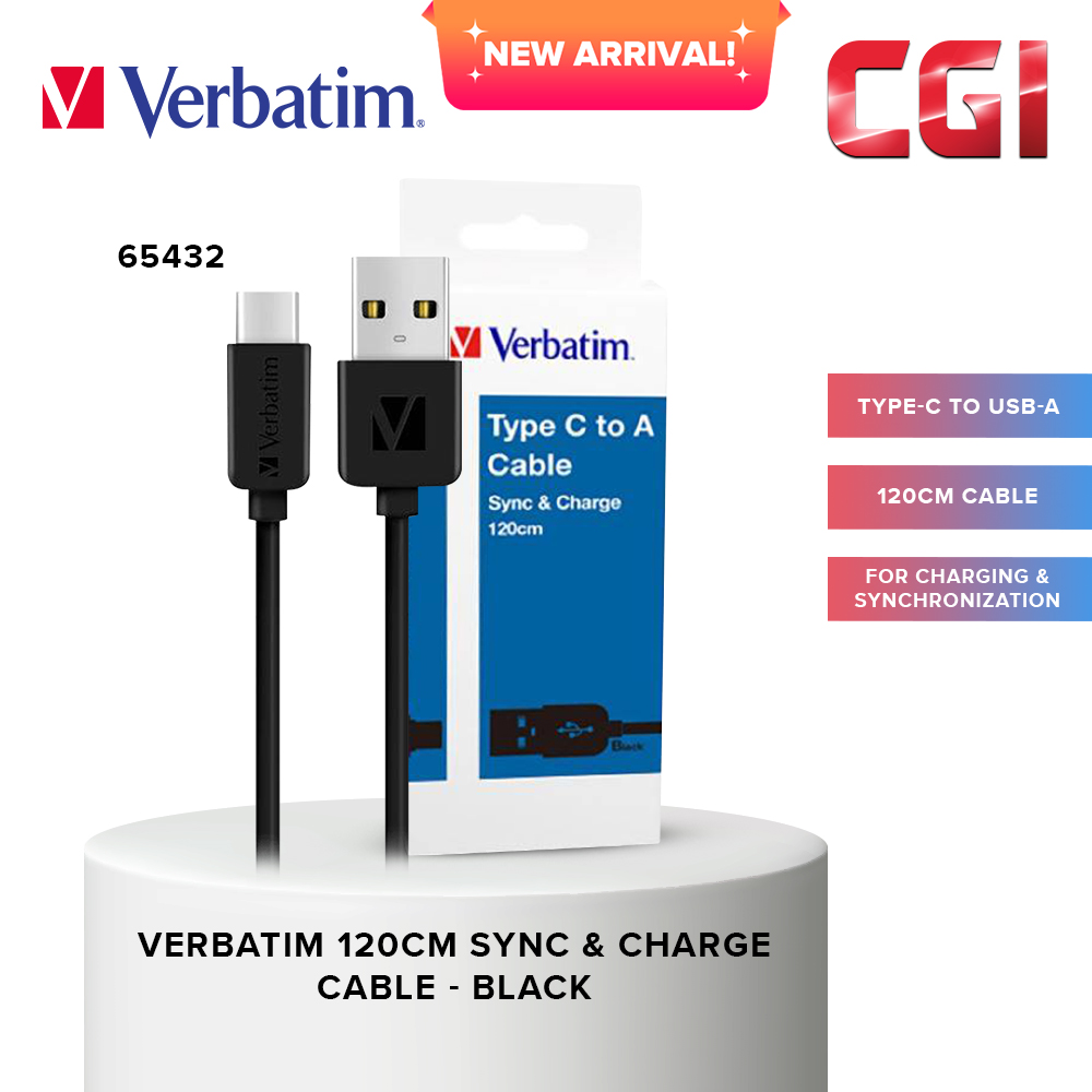 Verbatim 65432 120cm Sync &amp; Charge USB to Type-C Cable - Black