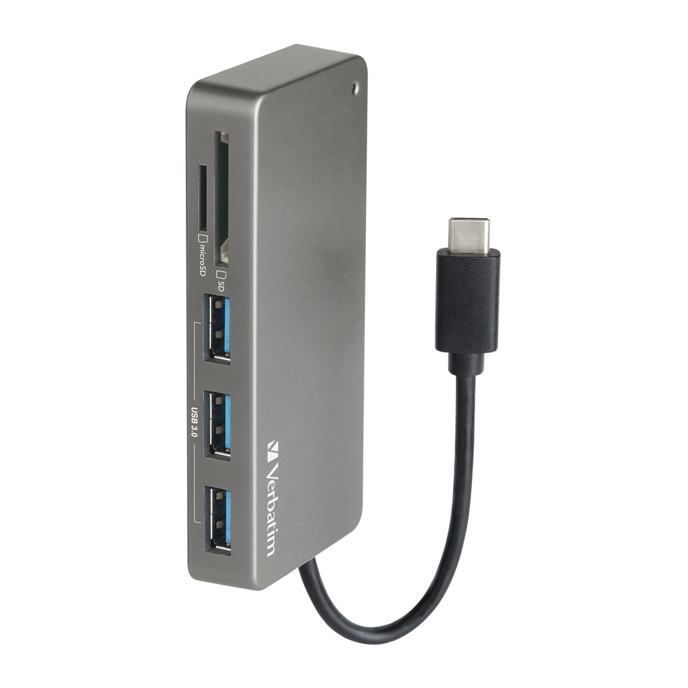 Verbatim 65679 5-in-1 USB-C 3.1 &amp; Card Reader Hub - Grey