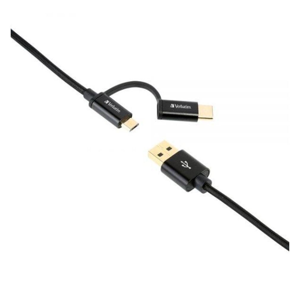 Verbatim 66045 Sync &amp; Charge 2 in 1 Type C &amp; Micro USB Metallic Cable