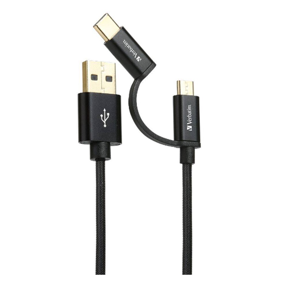 Verbatim 66045 Sync &amp; Charge 2 in 1 Type C &amp; Micro USB Metallic Cable