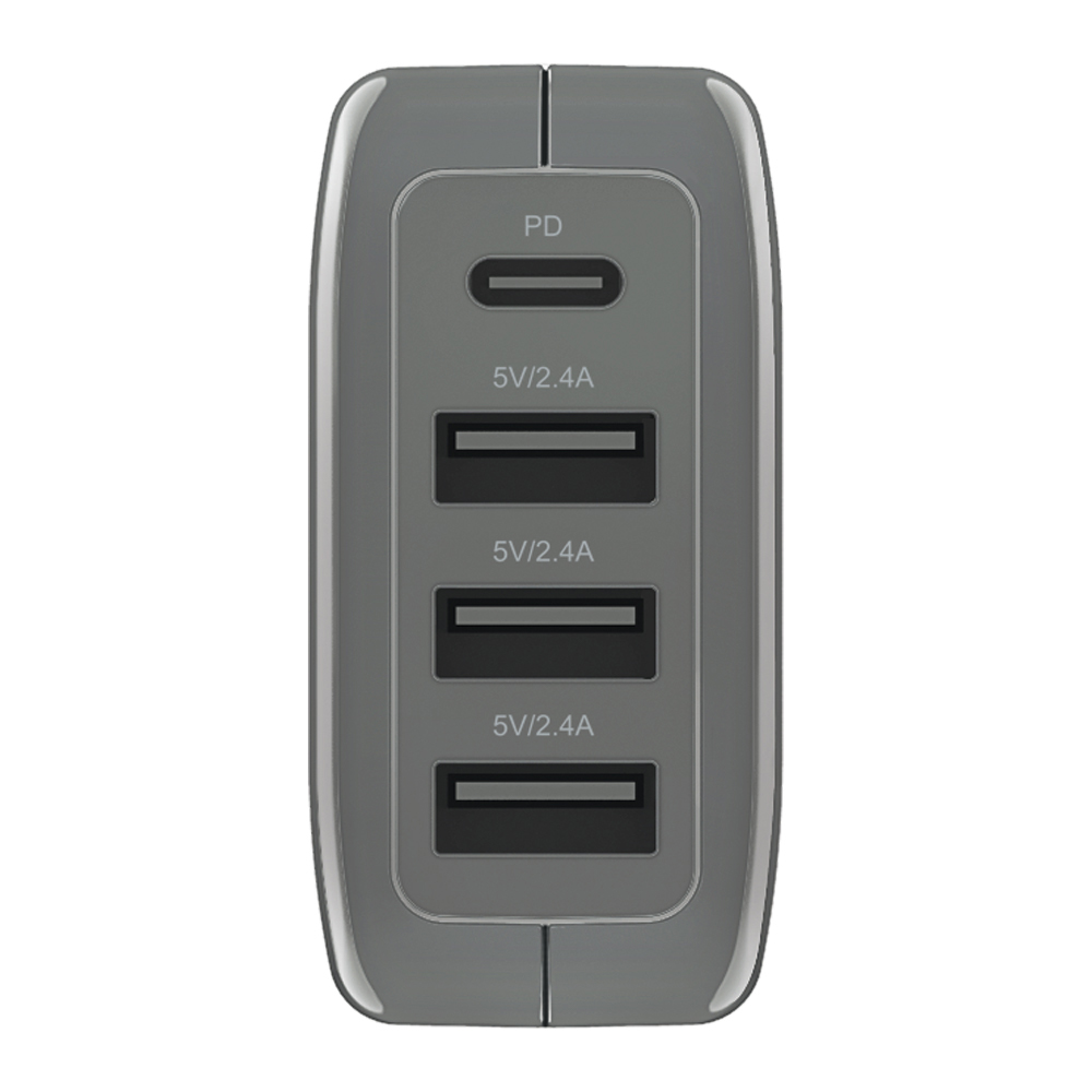 Verbatim 66320 4-Ports 30W PD &amp; 3 USB Travel Charger - Grey