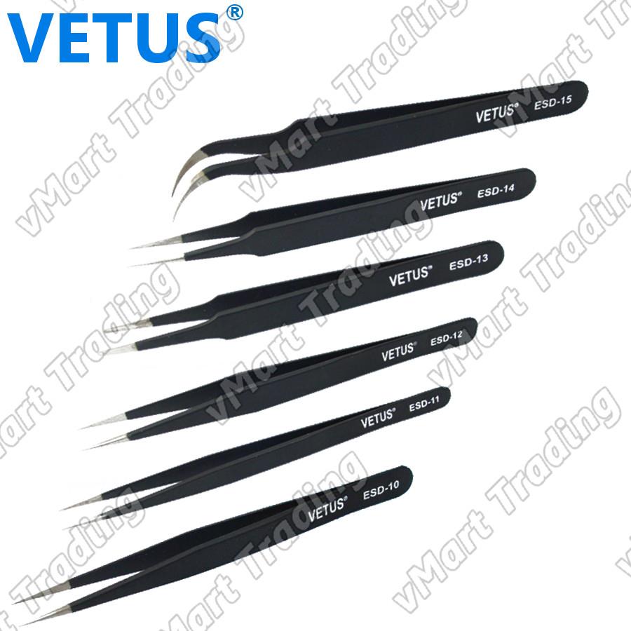 VETUS ESD Safe Precision Tweezers Bundle [1 set 6 pieces]
