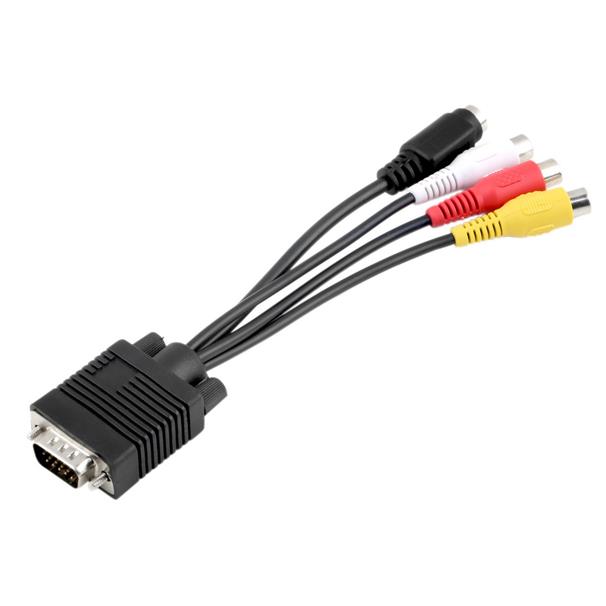 VGA to Video TV Out S-Video AV + 3 RCA Female Converter Cable (S027)