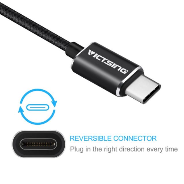 Victsing Type-C to Micro USB Cable Braided Connector for New Macbook ChromeBoo
