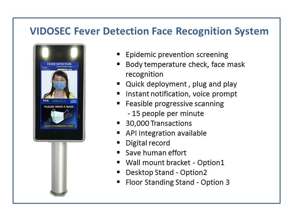 VIDOSEC Face Recognition with Temperature Measurement System