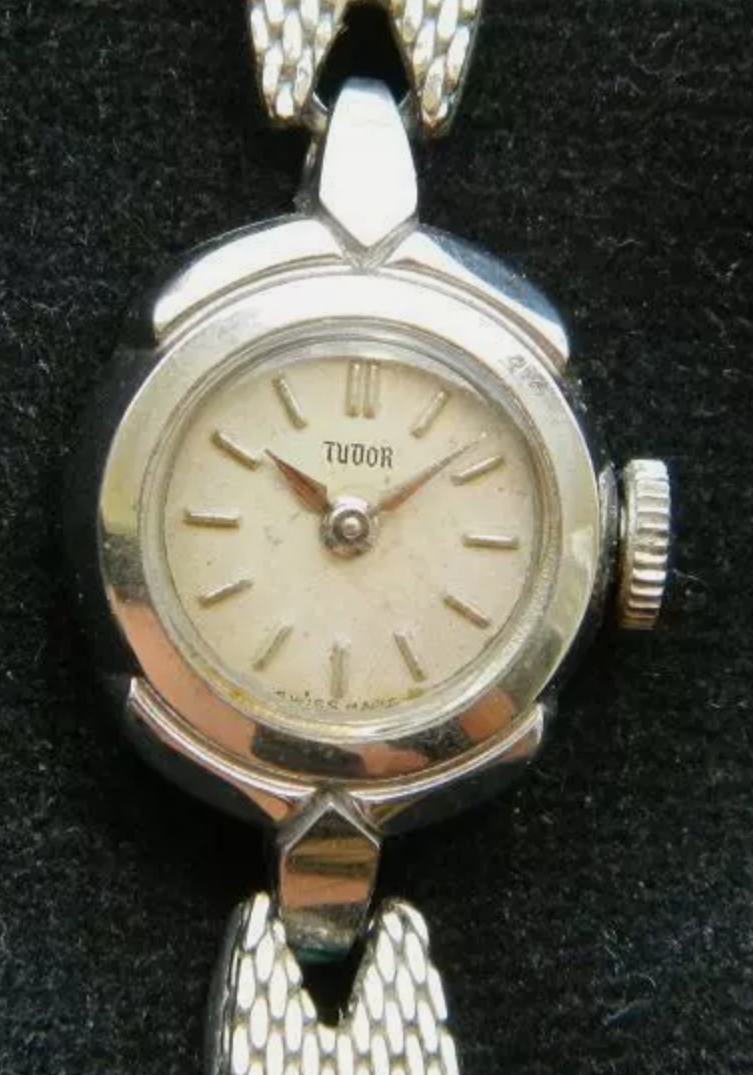 Vintage classic Swiss Tudor lady watch with 10K GF steel band