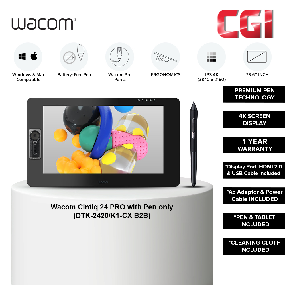 Wacom Cintiq 24 Pro 23.6&quot; DTK-2420/K1-CX 4K UHD Creative Pen Tablet