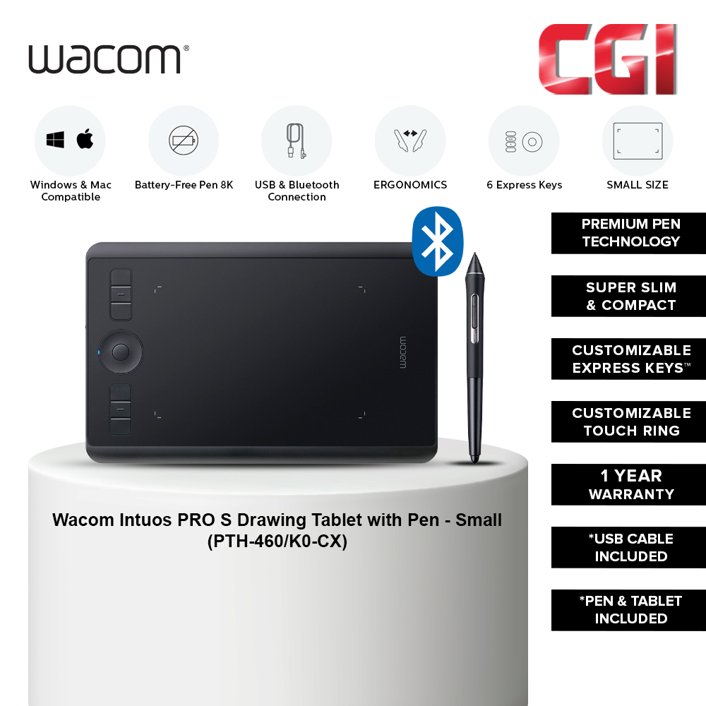 Wacom Intuos Pro PTH-460/K0-CX Small Pen Tablet with Bluetooth - Black