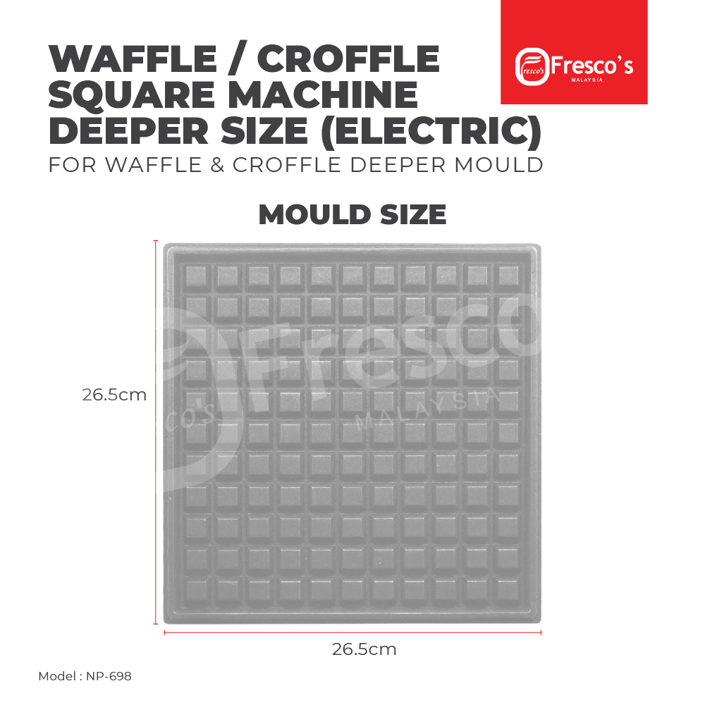 Waffle / Croffle Square Maker Machine Deeper Size (Electric)