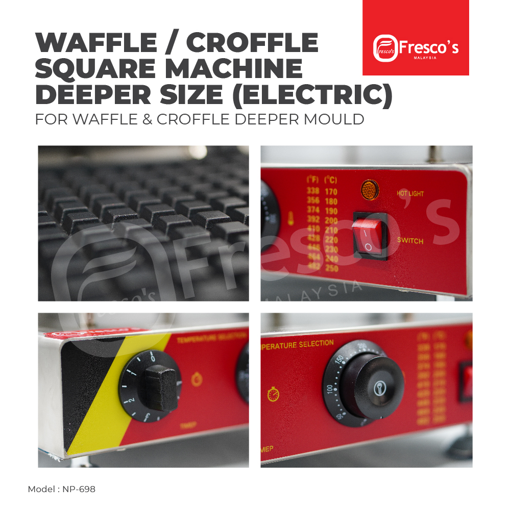 Waffle / Croffle Square Maker Machine Deeper Size (Electric)