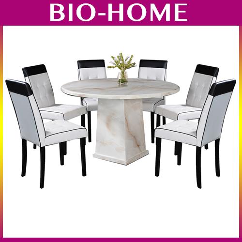 Wales 4ft Round Marble Dining Set 1 6 Pu Leather Table Chair Luxury