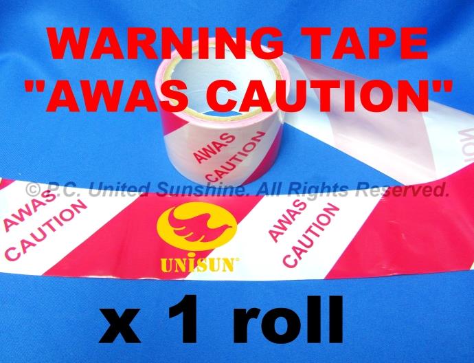 WARNING CAUTION AWAS TAPE 72mm x 50m (55Y) Red/White LONG Hazard Floor