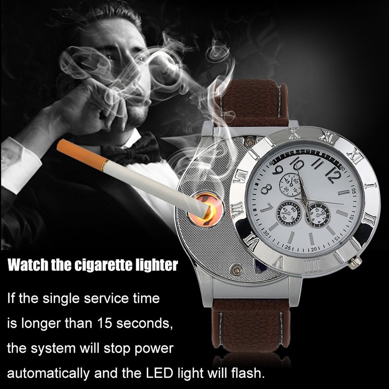 WATCH-001 Military Electronic Lighter USB Rechargeable Quartz Lighter Watch