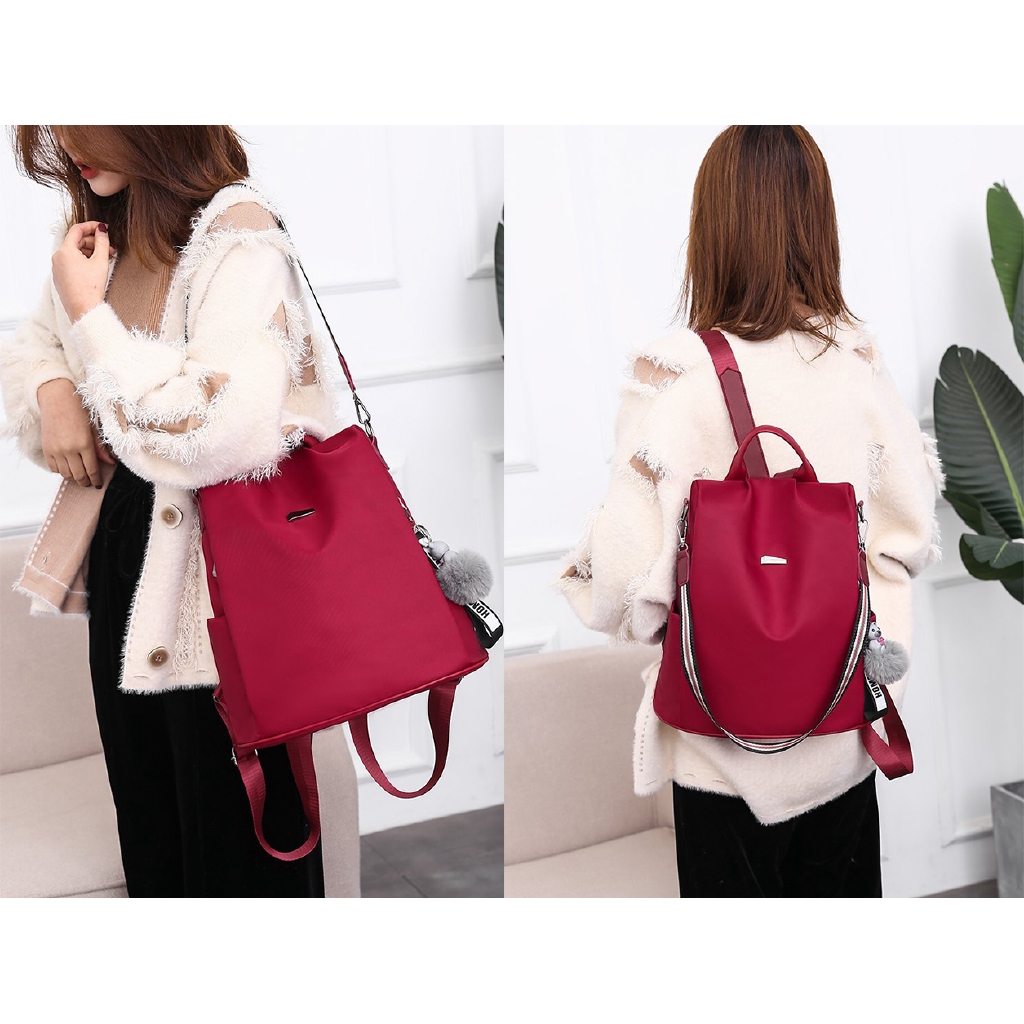 Waterproof Anti Theft Woman Backpack Simple Design Nylon Casual Bag Korean Beg