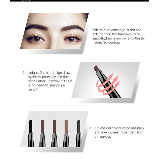 Waterproof Eye Brow Eyeliner Eyebrow Pencil With Brush Makeup Cosmetic Tool