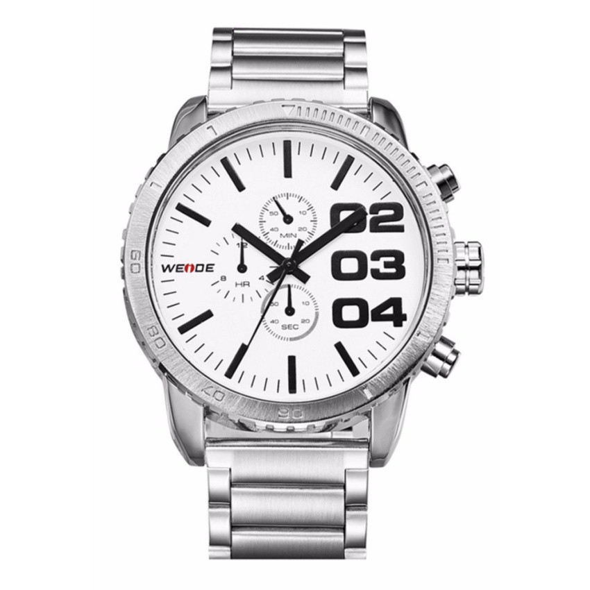 Weide WH3310 Men's Military Stainless Steel Watch (White)