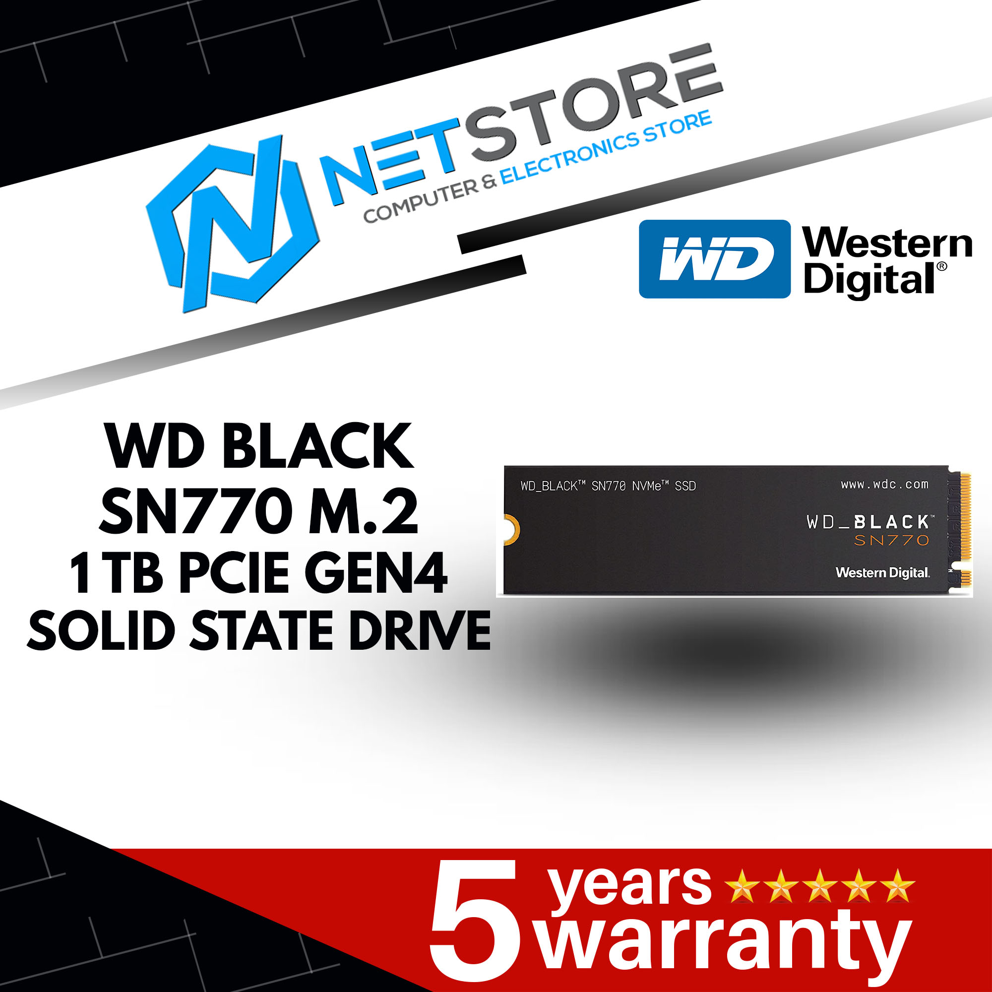 WESTERN DIGITAL WD BLACK SN770 M.2 1 TB PCIE GEN4 SOLID STATE DRIVE