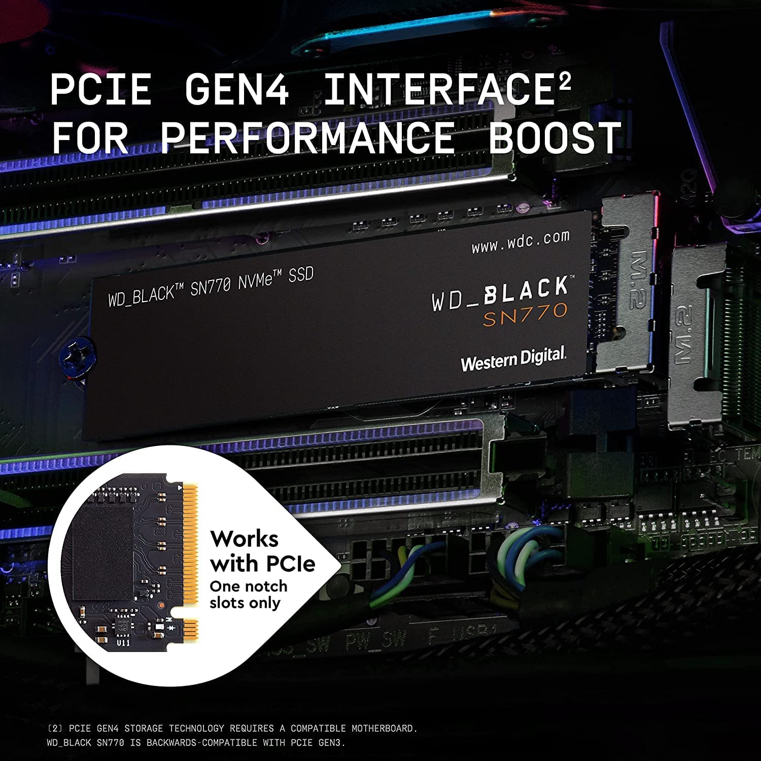 WESTERN DIGITAL WD BLACK SN770 M.2 500GB PCIE GEN4 SOLID STATE DRIVE