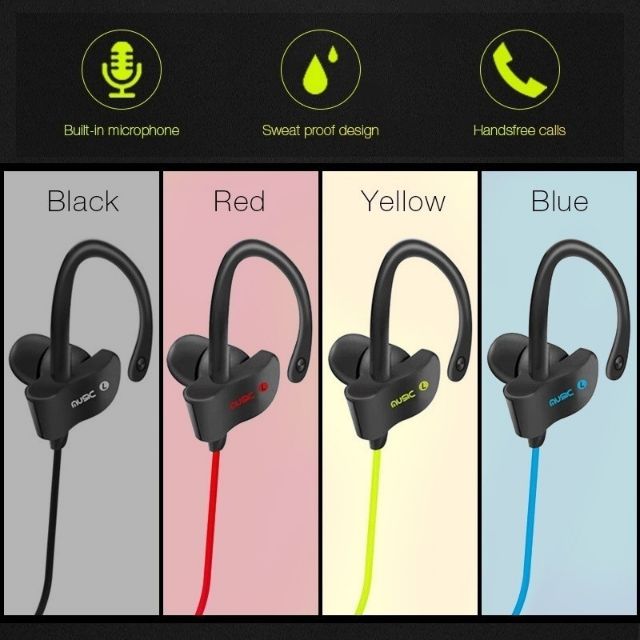 Wireless Bluetooth Headset Sport Stereo Ear Hook Earphone IPhone Samsung Huawe