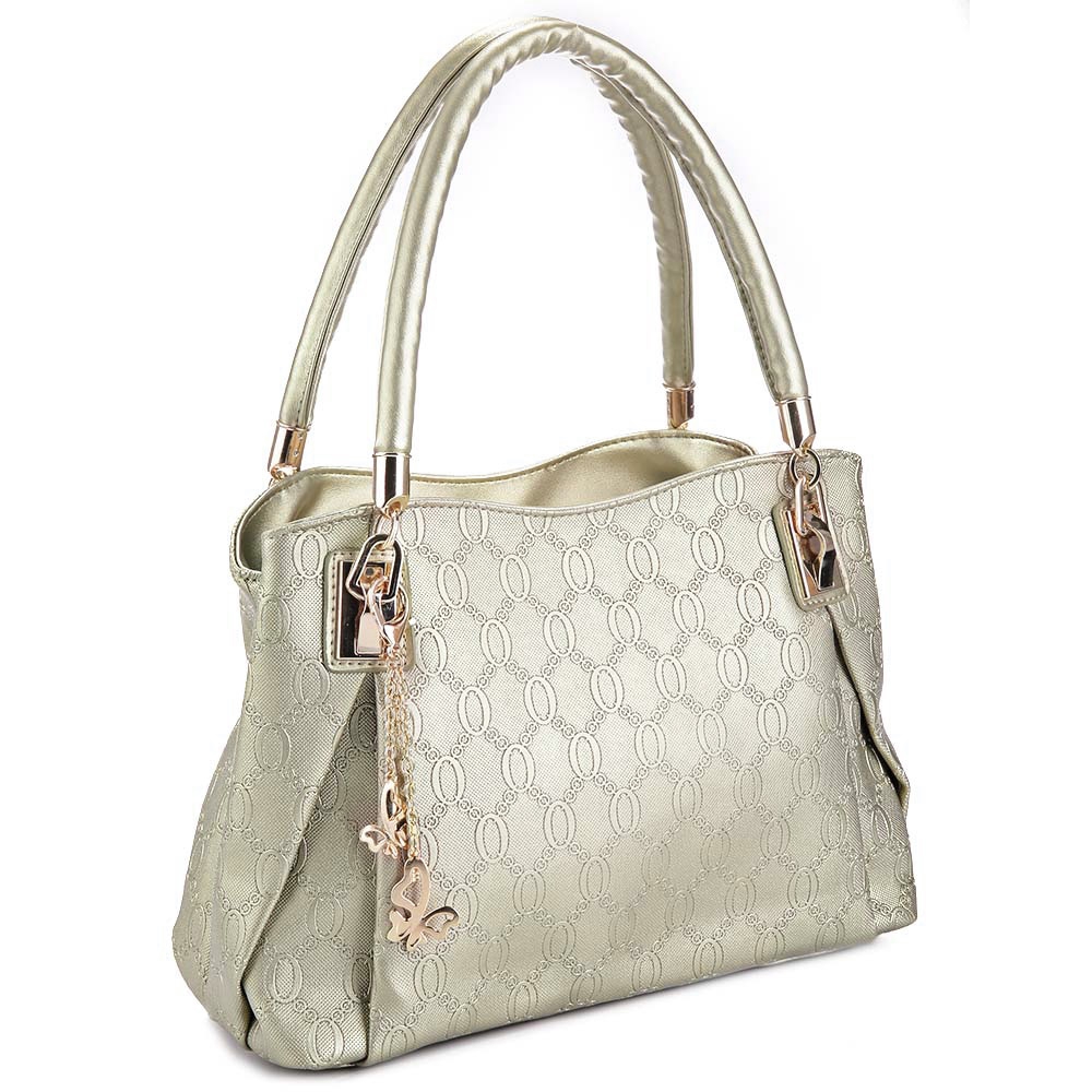 Women 3pcs Tote Bag Pu Leather Handbag Purse Bags Set Golden