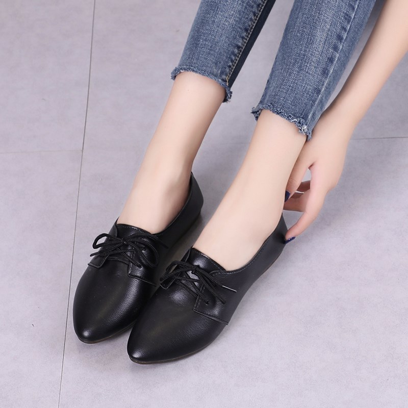 womens black leather flat shoes