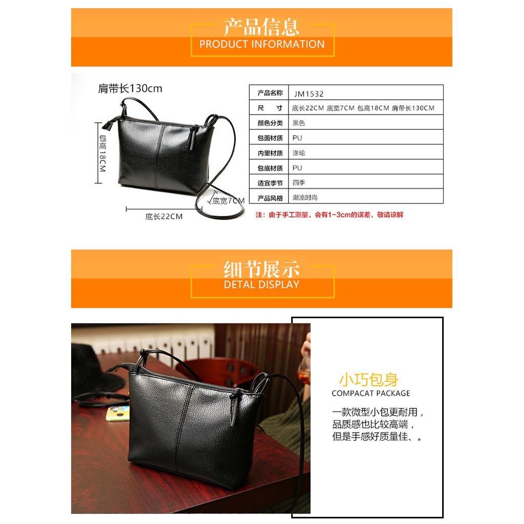 Women Sling Handbag Casual Black Bag Beg Purse Cute Bags Travel Tote Wallet 30