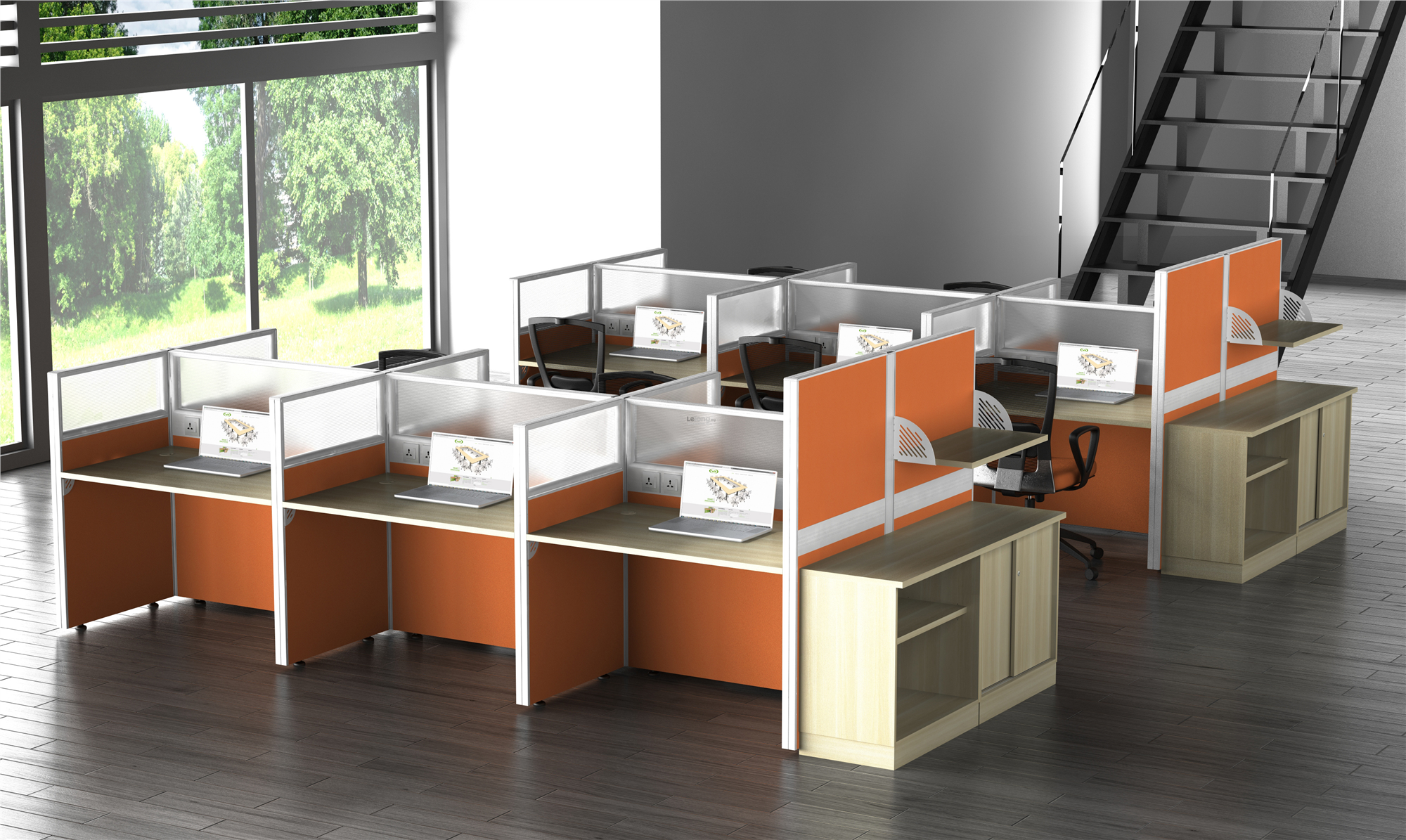 Workstation for 6 Pax with 60mm thickness partition