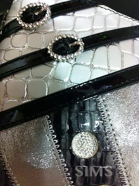 Wristlet Bag: Silver,Black, Grey, Leather, Bling pouch with Rhinestone