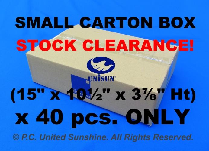 x 10 pcs. SMALL CARTON BOX 15”  x 10½”  x 3&#8542;” Ht Clearance LAST STOCK