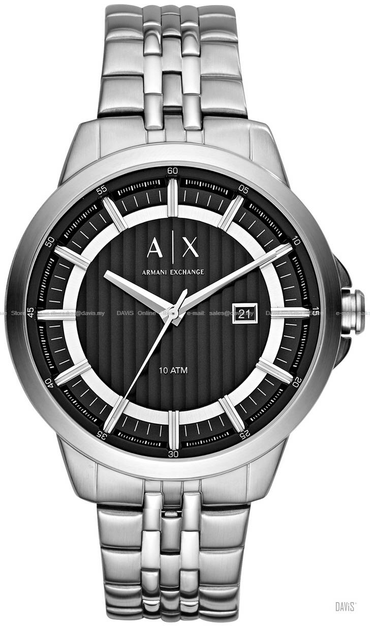 A|X ARMANI EXCHANGE AX2260 Men's Date SS Bracelet Black