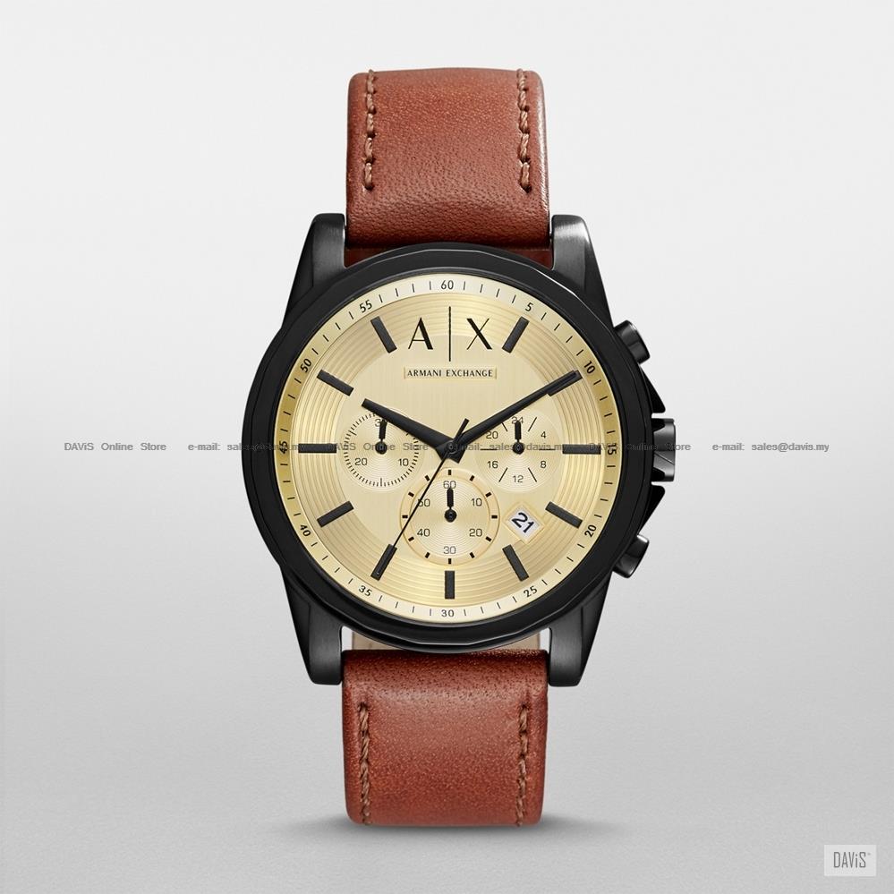 A|X ARMANI EXCHANGE AX2511 Men's Outer Banks Chrono Leather Gold Brown