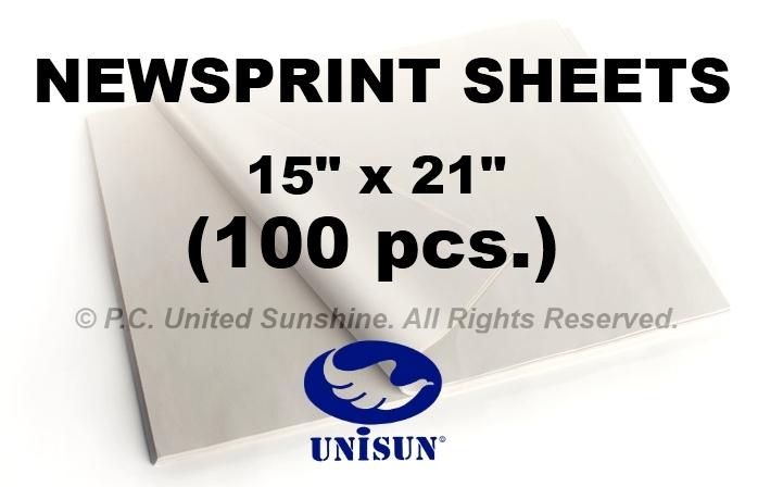 x100 pcs. NEWSPRINT PAPER Sheets 15” x 21” in Roll for Pack or Sketch