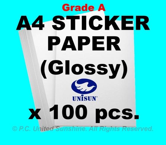 x100pcs A4 STICKER PAPER (Glossy) Grade A HIGH QUALITY Label Stickers
