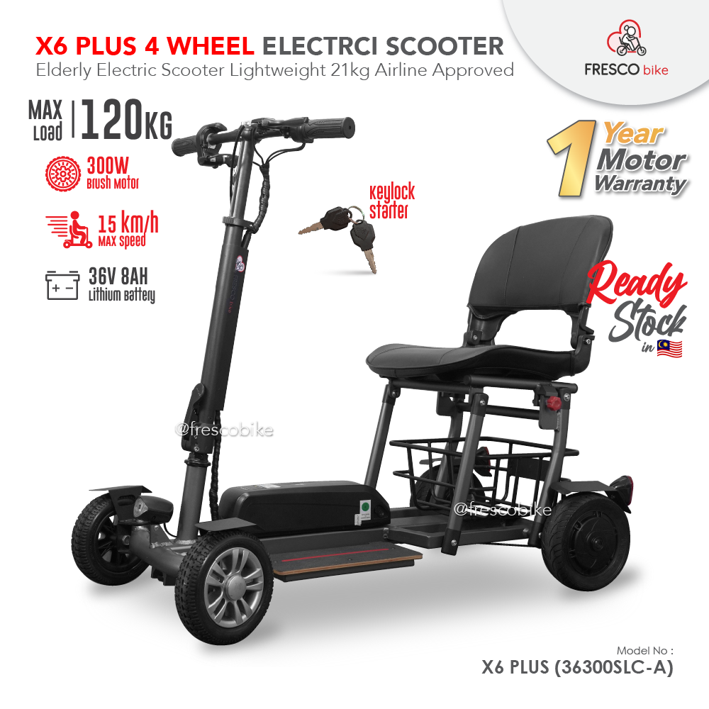 X6 PLUS 4 Wheel Electric Scooter Lightweight 21kg Foldable