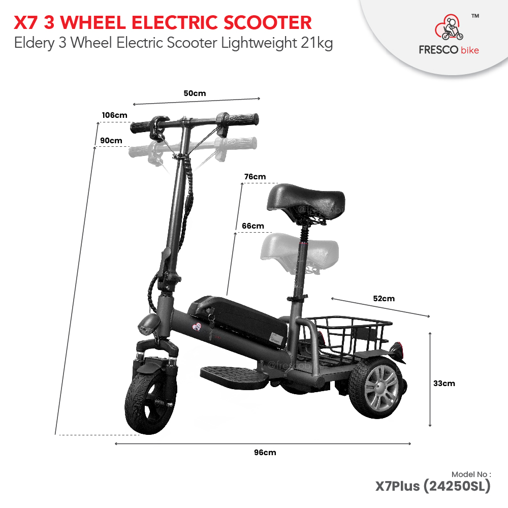 X7 Plus 3 Wheel Electric Scooter Elderly Lightweight 22kg