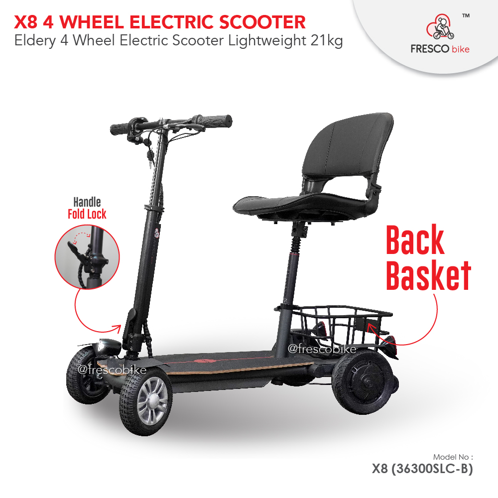 X8 4 Wheel Electric Scooter Lightweight 21kg Foldable