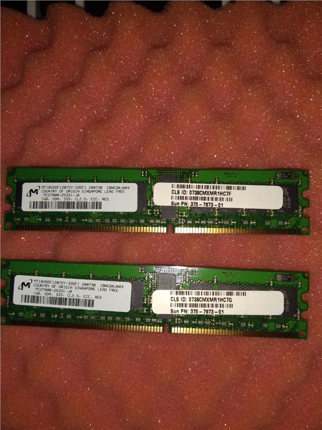 X8704A 2GB (2x1GB) 18 PC2700 ECC DDR Memory  Sun Ultra 45