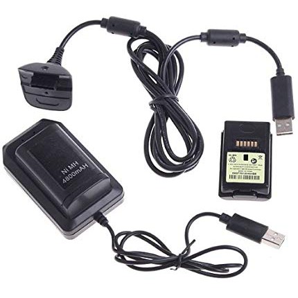 Xbox 360 5 in 1 USB 4800mAh Battery Pack  &amp; Charger Cable Charging Kit Con
