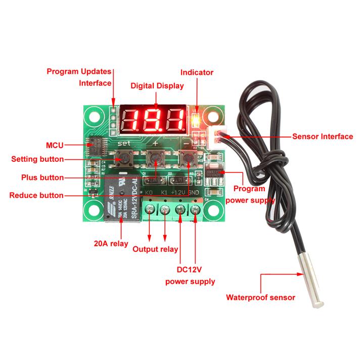 XH-W1209 Module de contrôle de température du thermostat, contrôle de la chaleur de l'eau