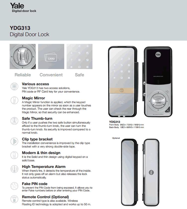 Yale Ydg 313 Digital Glass Door Lock End 6 1 2022 10 15 Pm Yale Ydg 313 Digital Glass Door Lock Single