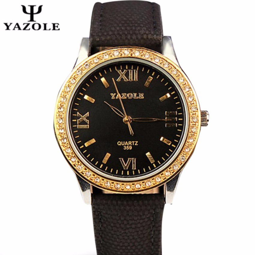 YAZOLE Gold Rhinestones Ladies Fashion Luxury Design Watch For Women