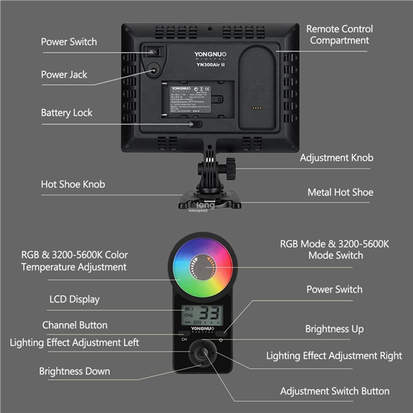 Yongnuo RGB LED Video Light Panel YN300 Air II LED +Battery+Charger