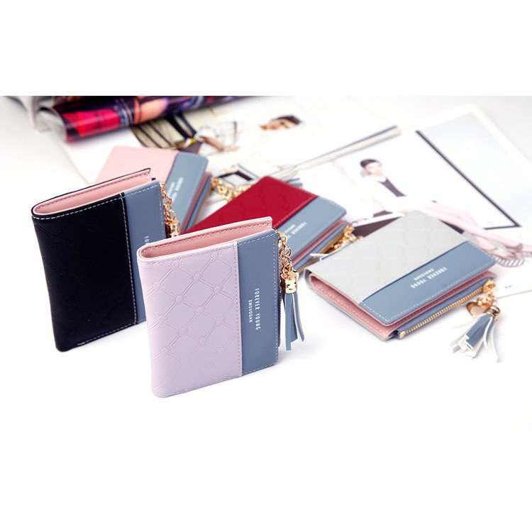 Forever Young Women Coin Purse Short Wallet PU Leather Card Holder