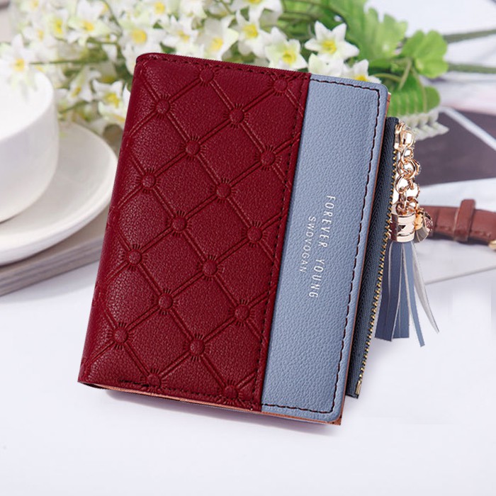Forever Young Women Coin Purse Short Wallet PU Leather Card Holder