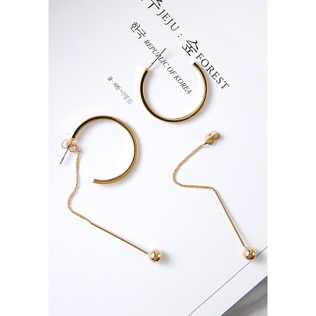 Youniq Basic Korean Big Circle Gold Lining Long Earring