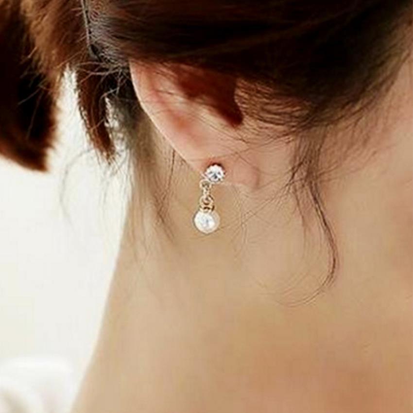 YOUNIQ-Basic Korean Pearl  &amp; Tassel AB Earring (Black)