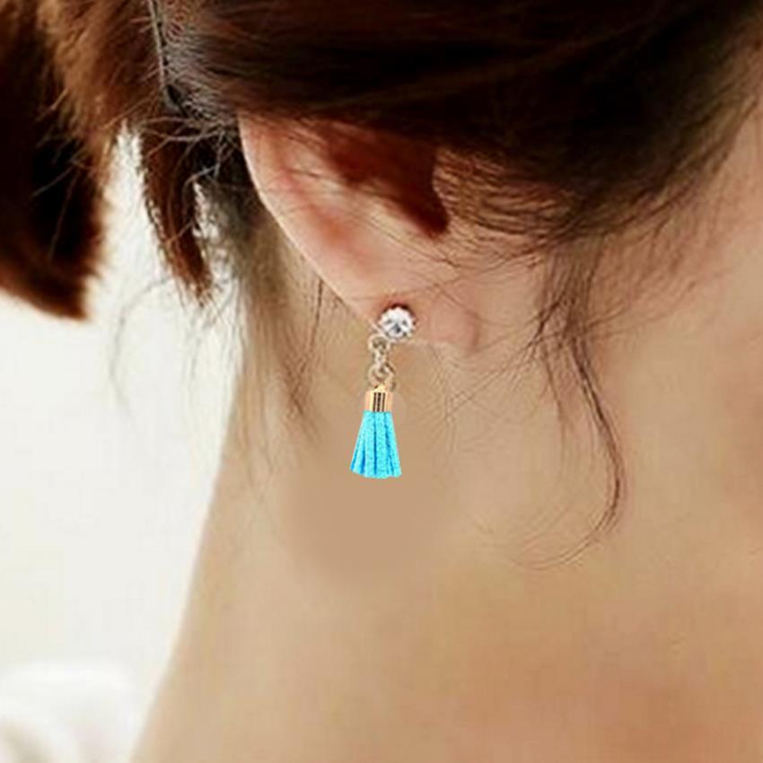 YOUNIQ-Basic Korean Pearl  &amp; Tassel AB Earring (Blue)